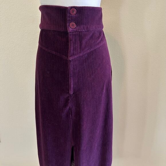 Free People Roxy Ribbed Midi Pencil Skirt Zip Front Purple SZXL - Picture 3 of 13
